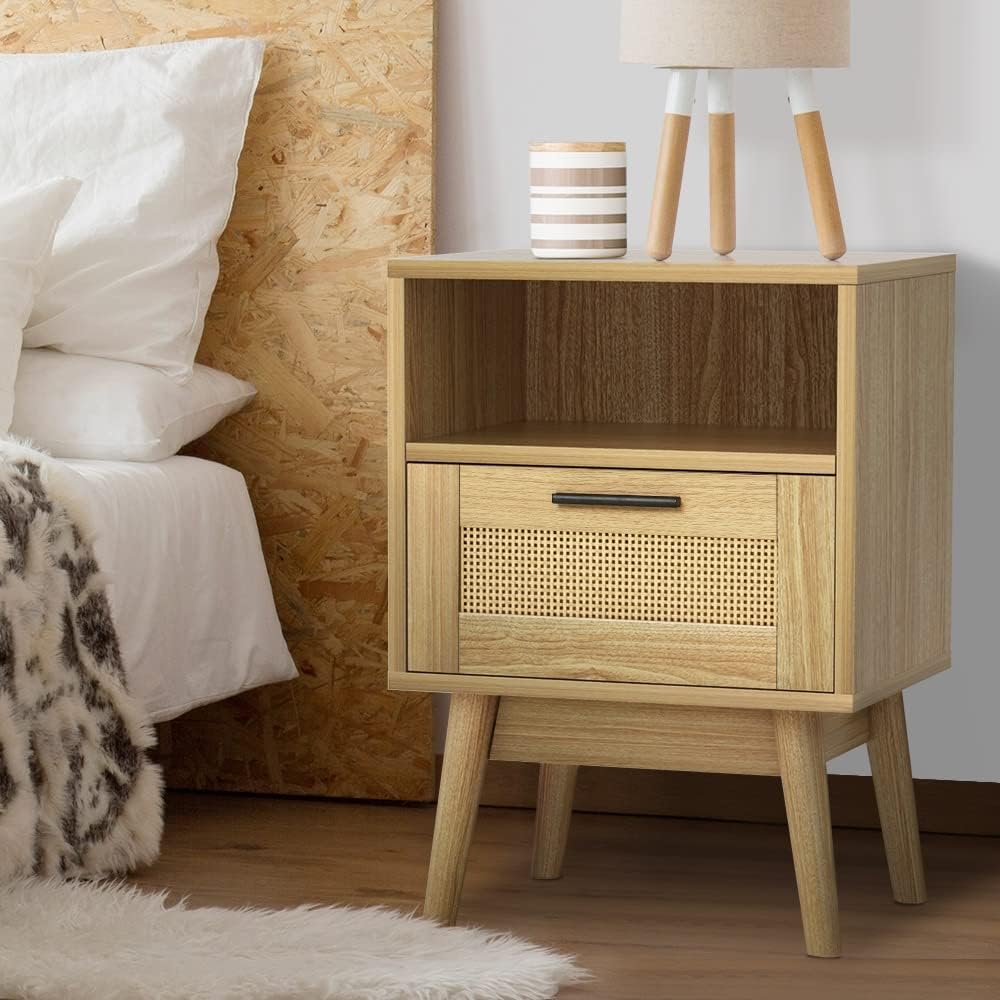 The Artiss is a cheap rattan bedside table